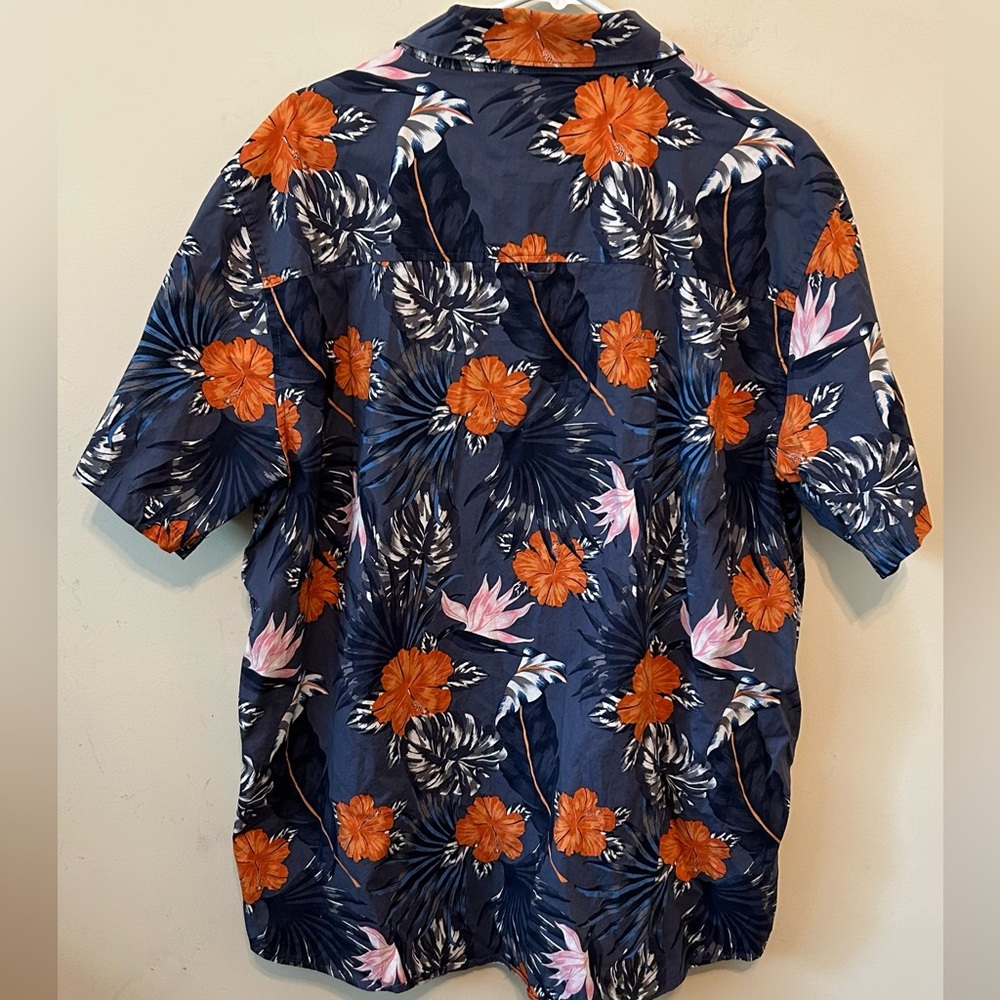 Hurley Hawaiian Shirt Men's 2XL Diffused Blue Hibiscus Stretch Woven Button-Up - Picture 4 of 8